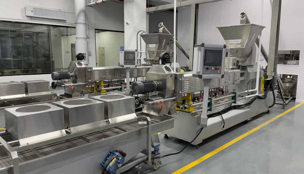 膨化食品生产线客户现场-双螺杆挤压膨化机